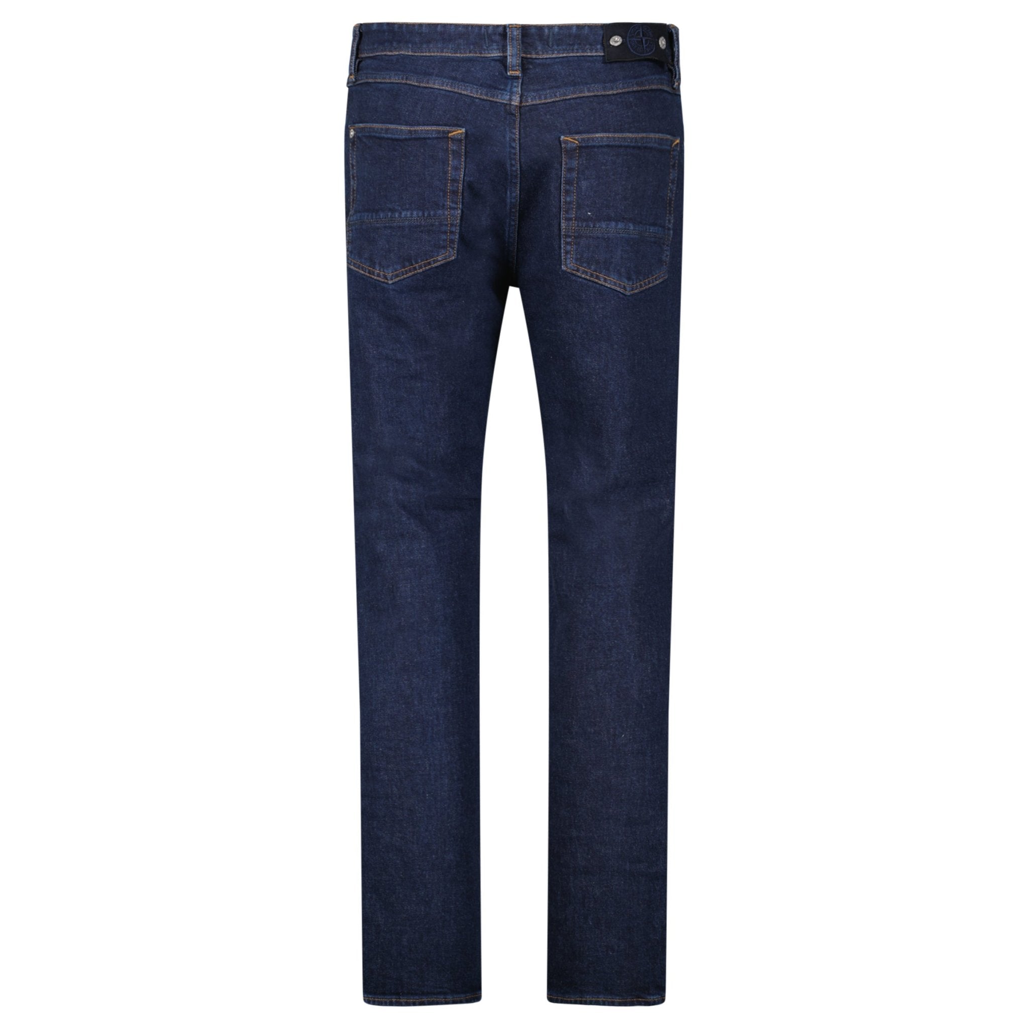 Stone Island Blue Rinsed Buttoned Indigo Denim Jeans Blue