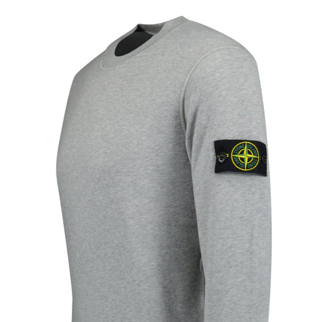 Stone Island Compass Badge Organic Cotton Crewneck Sweatshirt Grey