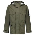 Stone Island Drawstring-Hood Regular-Fit Cotton Jacket in Military Green