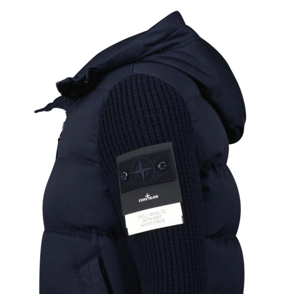 Stone Island Ghost Padded Twill-Wool Jacket in Navy
