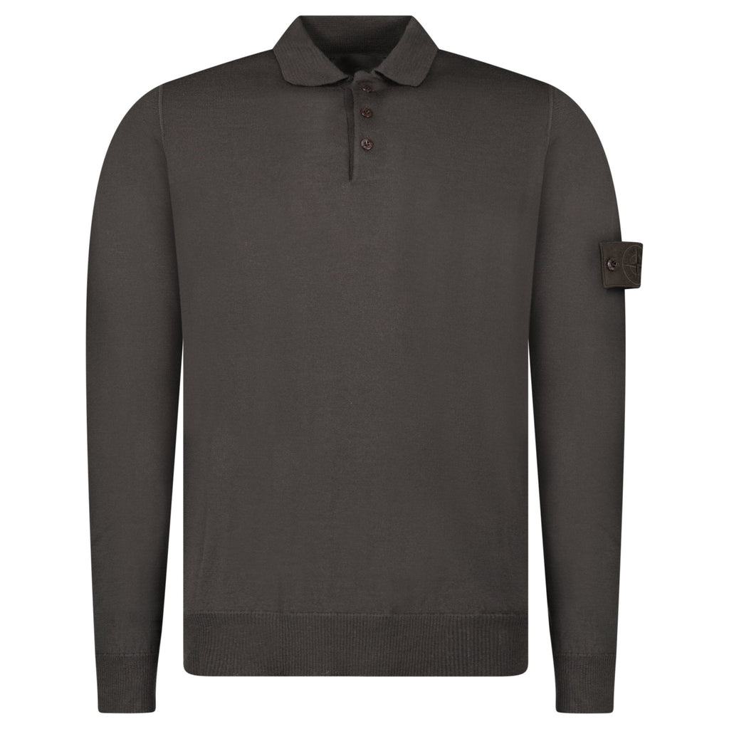Stone Island Ghost Wool Polo-Shirt Dark Brown