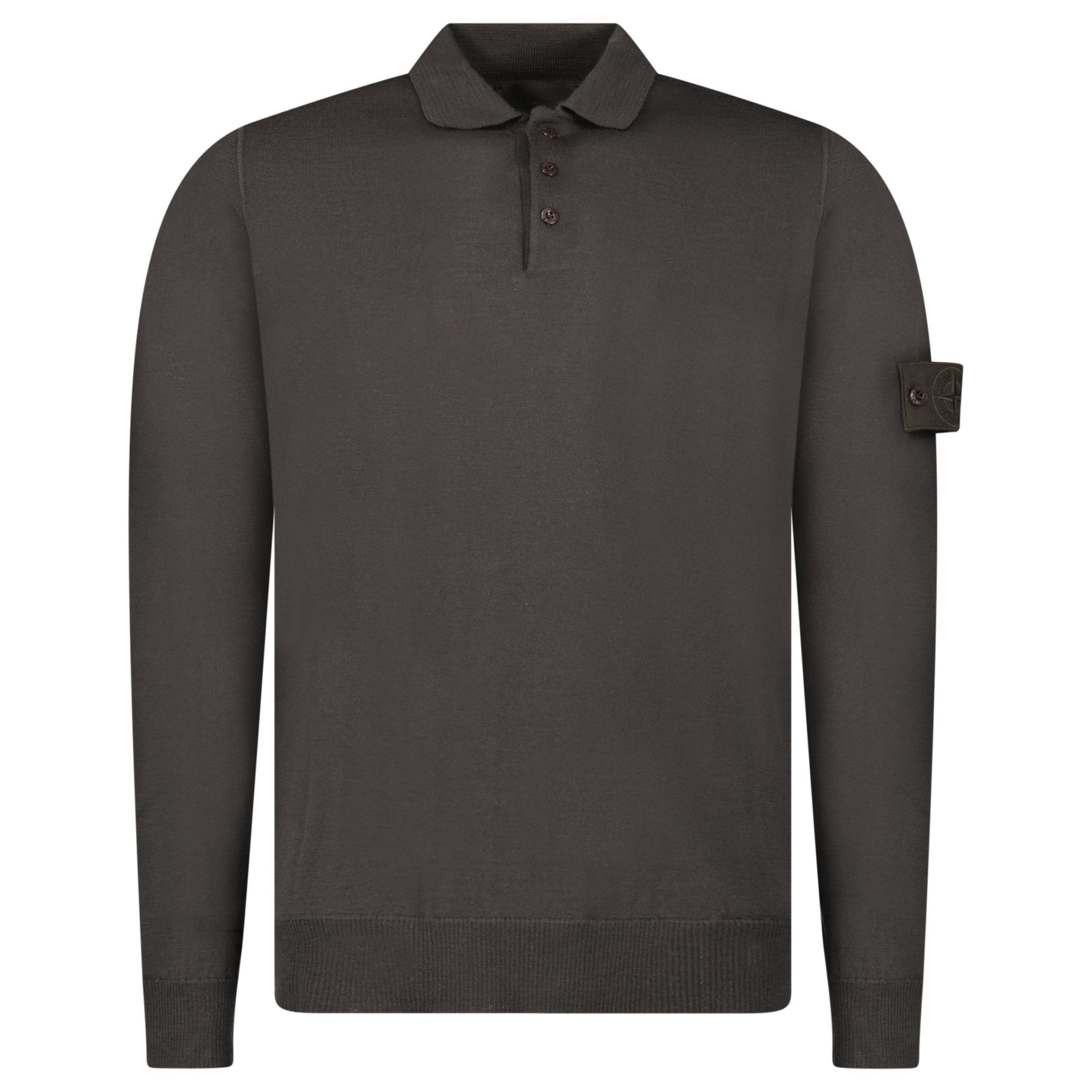 Stone Island Ghost Wool Polo-Shirt Dark Brown