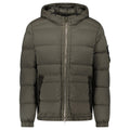 Stone Island Hooded Down Jacket with Seamless Feather Tunnels in Military Green