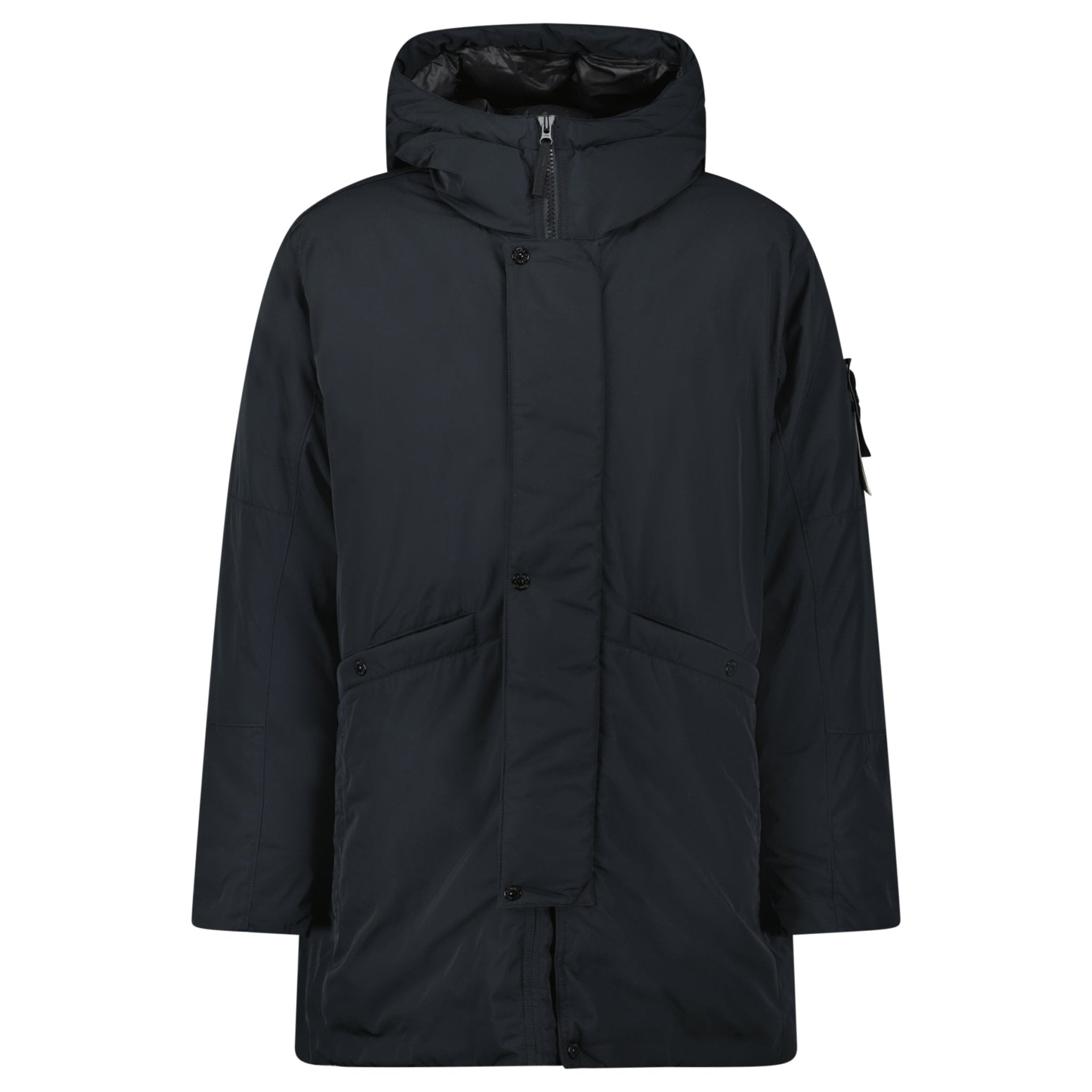 Stone Island Micro Twill Long Parka in Black
