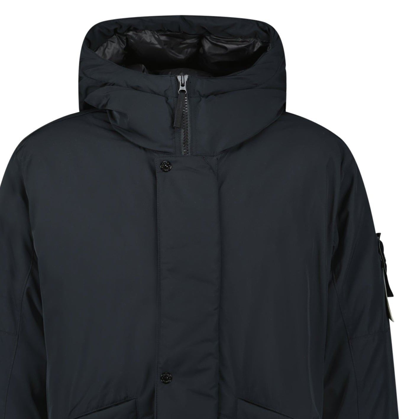 Stone Island Micro Twill Long Parka in Black