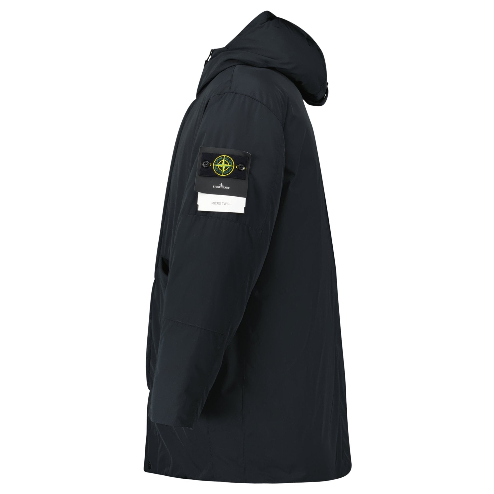 Stone Island Micro Twill Long Parka in Black