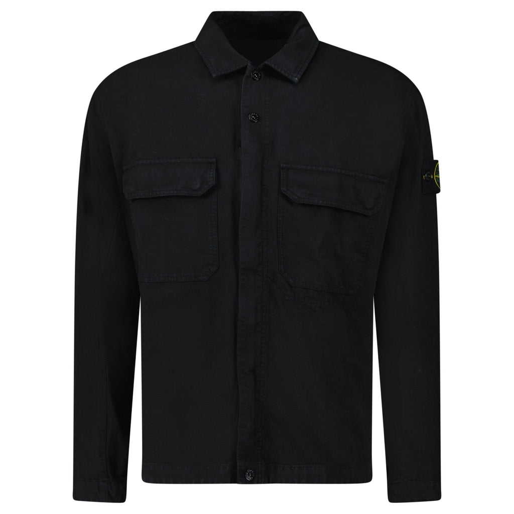 Stone Island Organic Cotton Ripstop Overshirt in Black