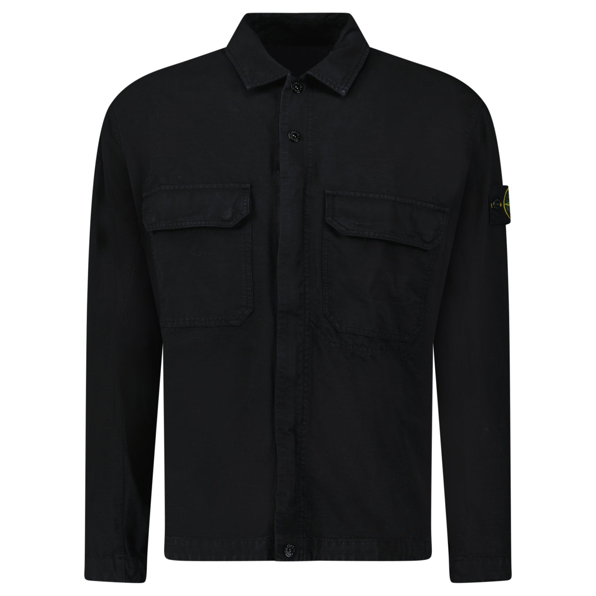 Stone Island Organic Cotton Ripstop Overshirt in Black