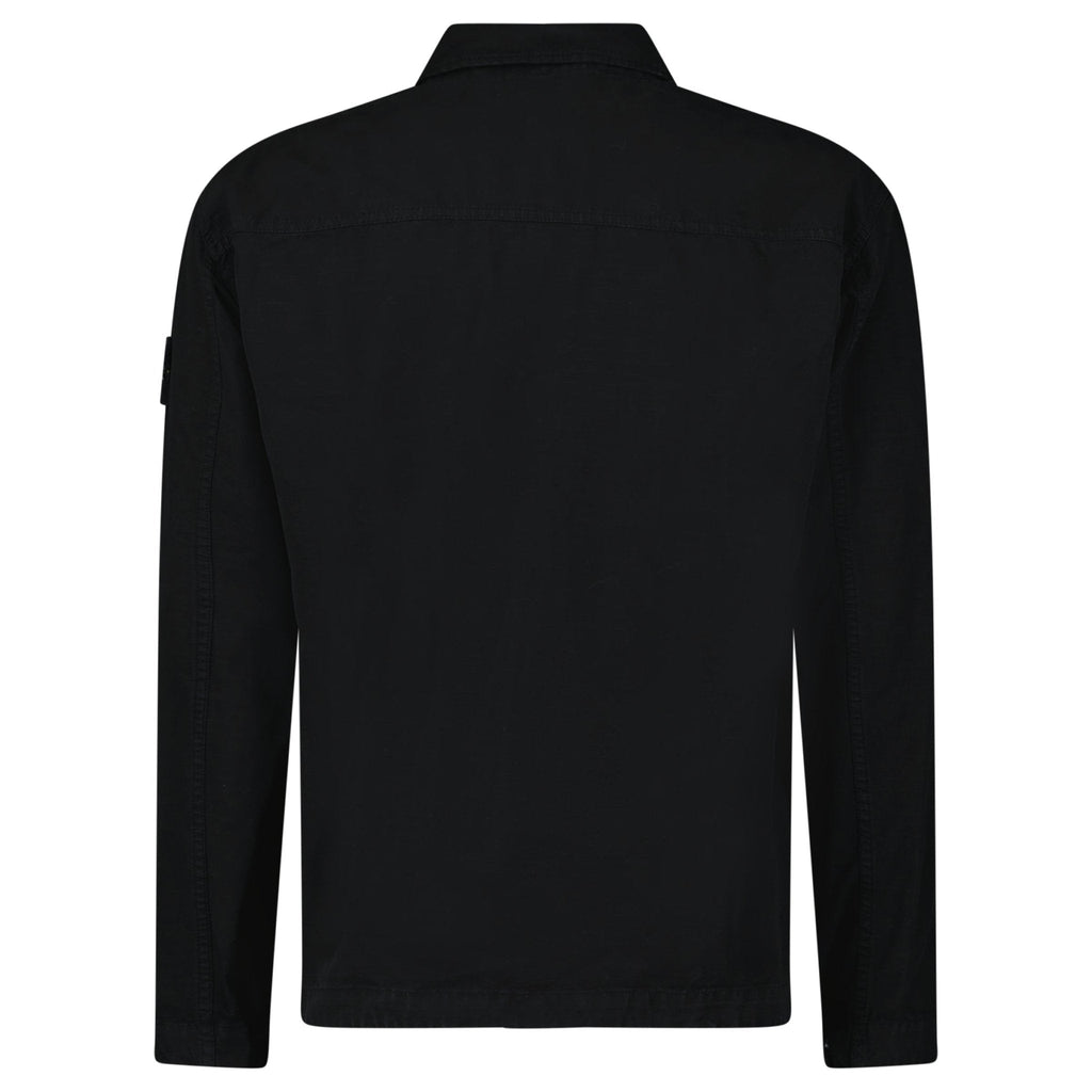 Stone Island Organic Cotton Ripstop Overshirt in Black