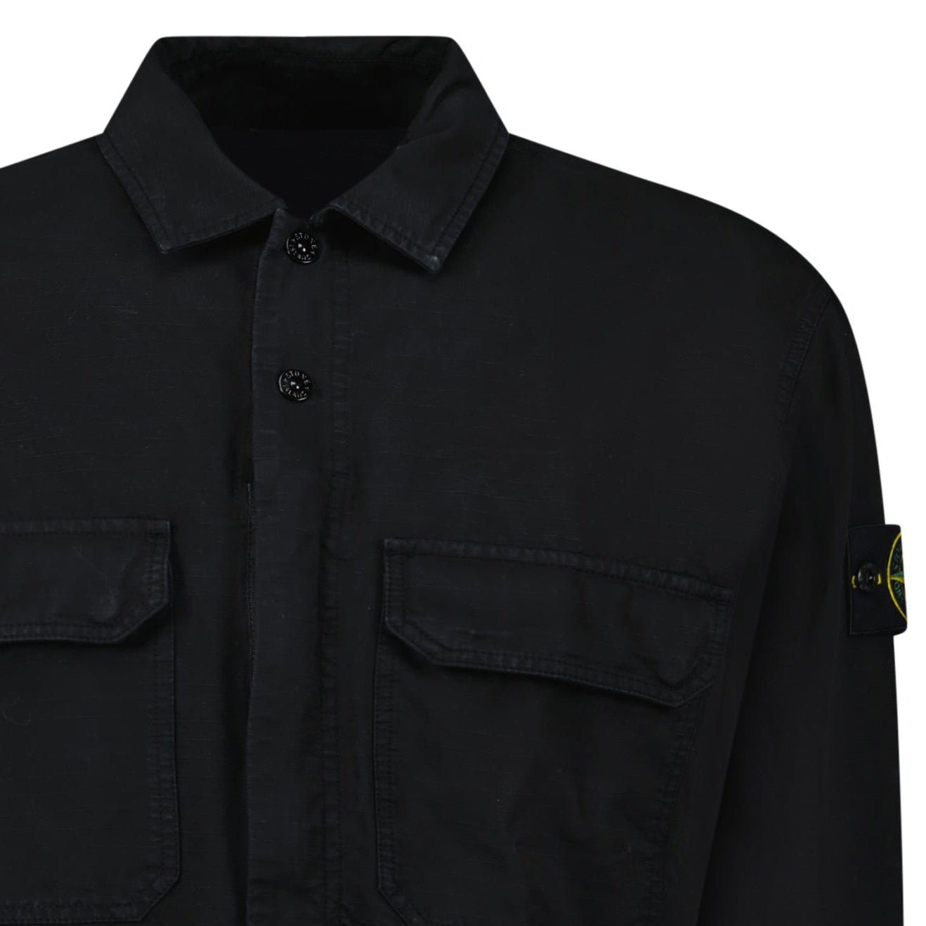 Stone Island Organic Cotton Ripstop Overshirt in Black