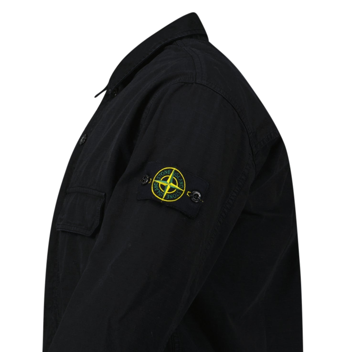 Stone Island Organic Cotton Ripstop Overshirt in Black