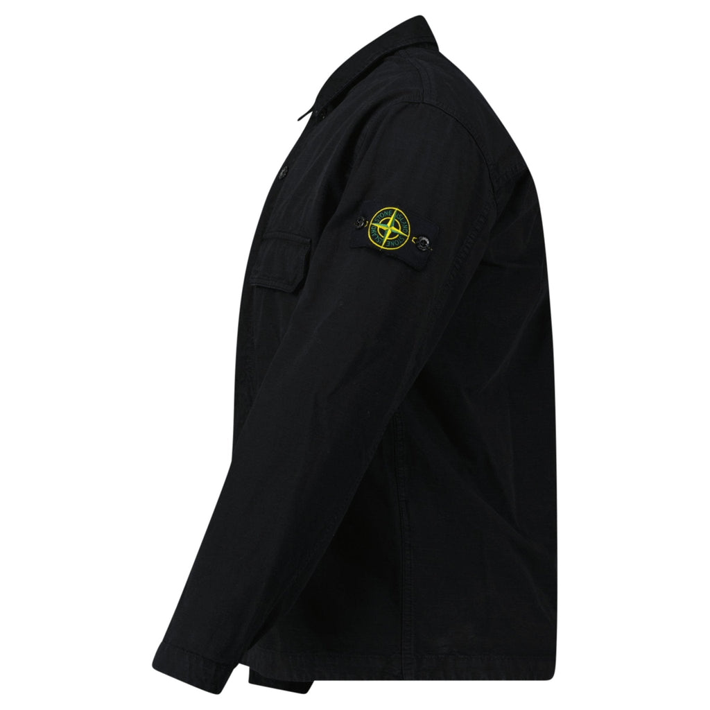 Stone Island Organic Cotton Ripstop Overshirt in Black