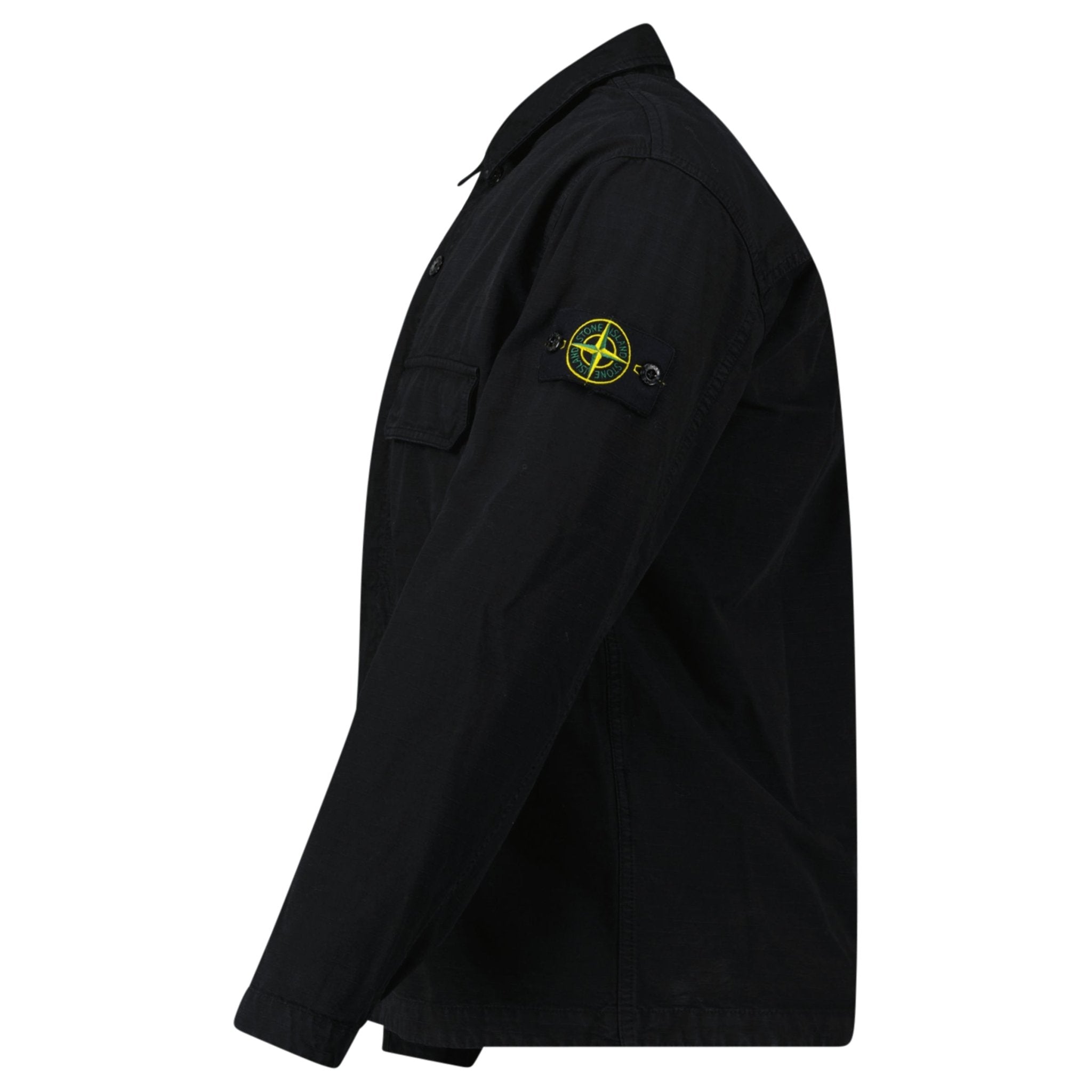 Stone Island Organic Cotton Ripstop Overshirt in Black