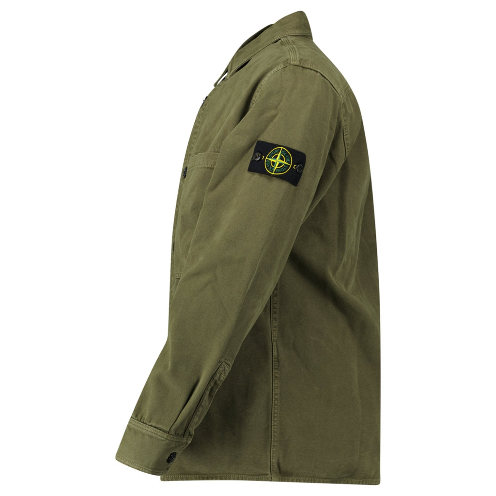Stone Island Panama Cotton Overshirt in Military Green