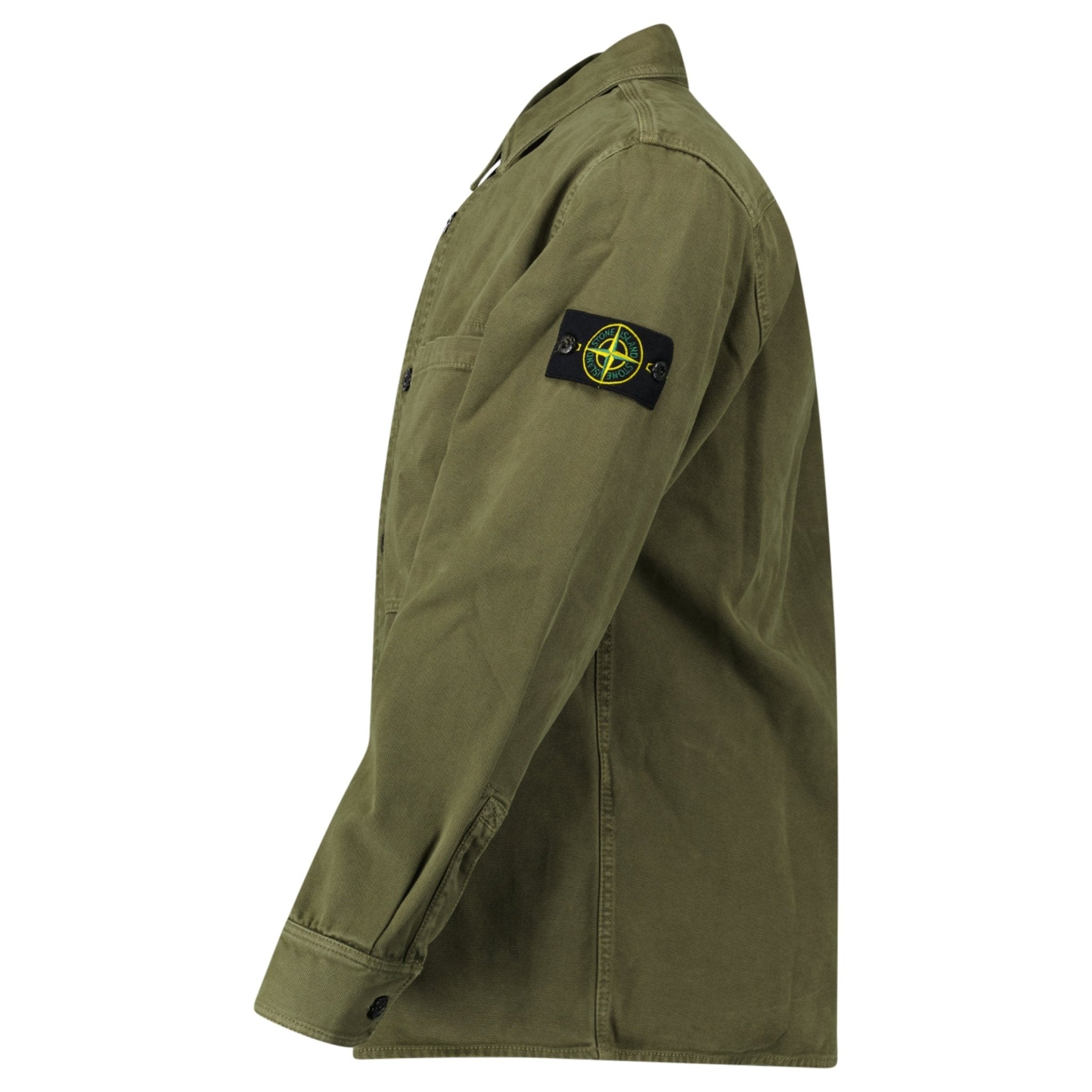 Stone Island Panama Cotton Overshirt in Military Green