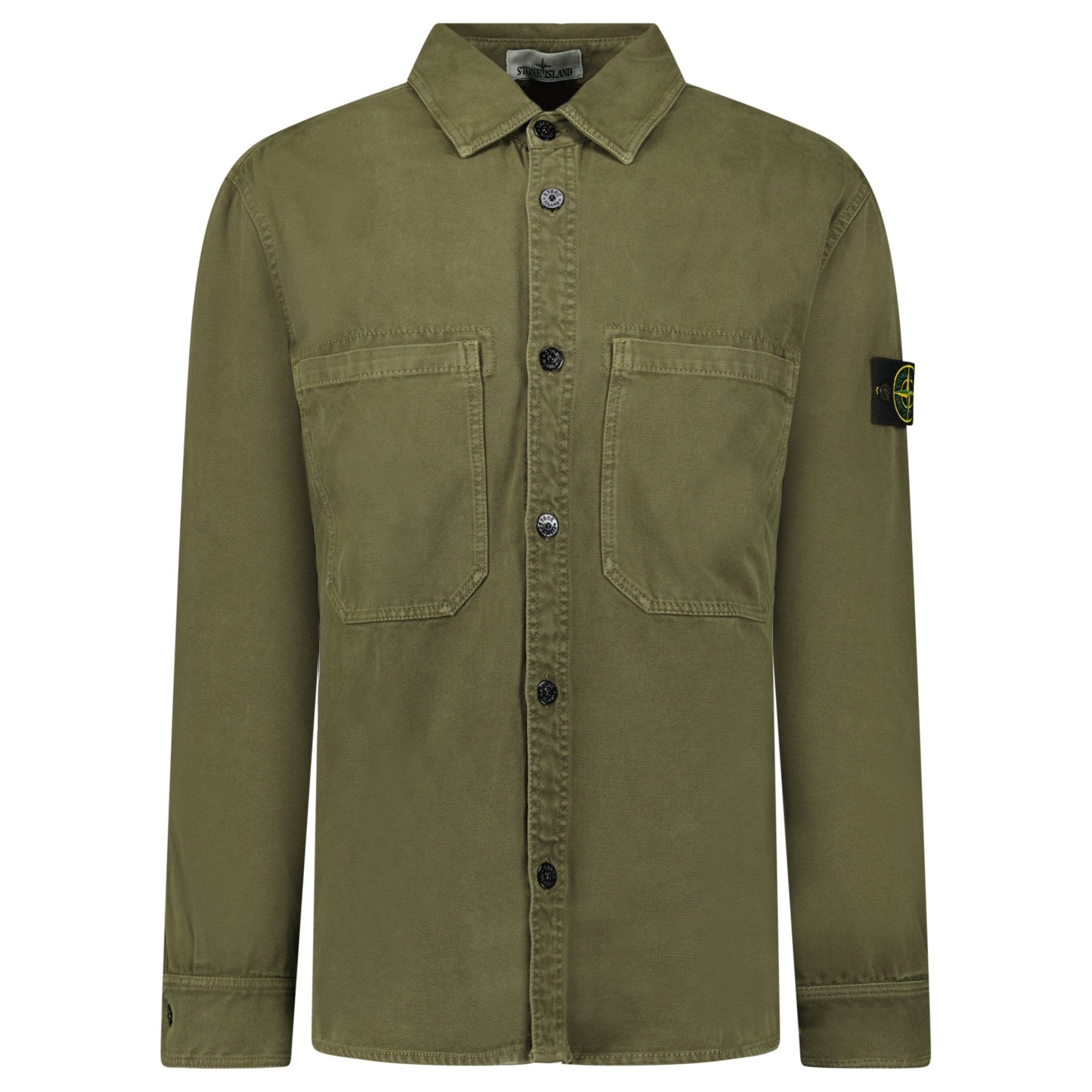 Stone Island Panama Cotton Overshirt in Military Green