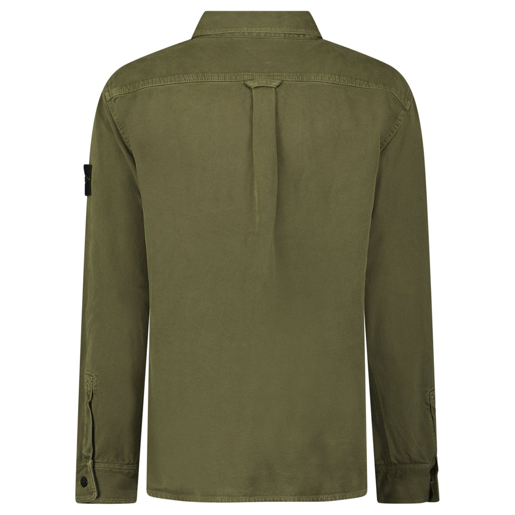 Stone Island Panama Cotton Overshirt in Military Green