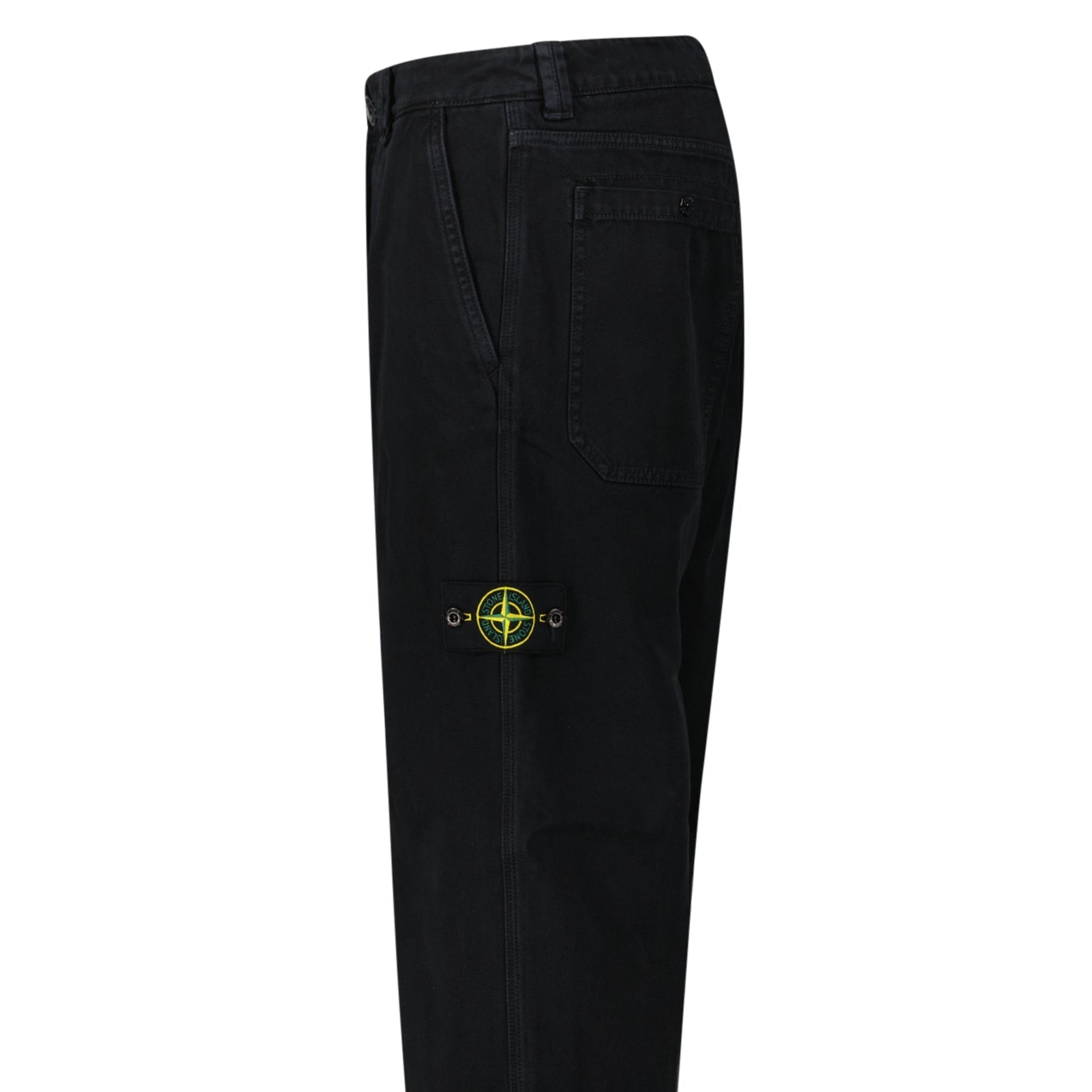 Stone Island’s Broken Twill ‘Old’ Effect Cargo Pants in Black
