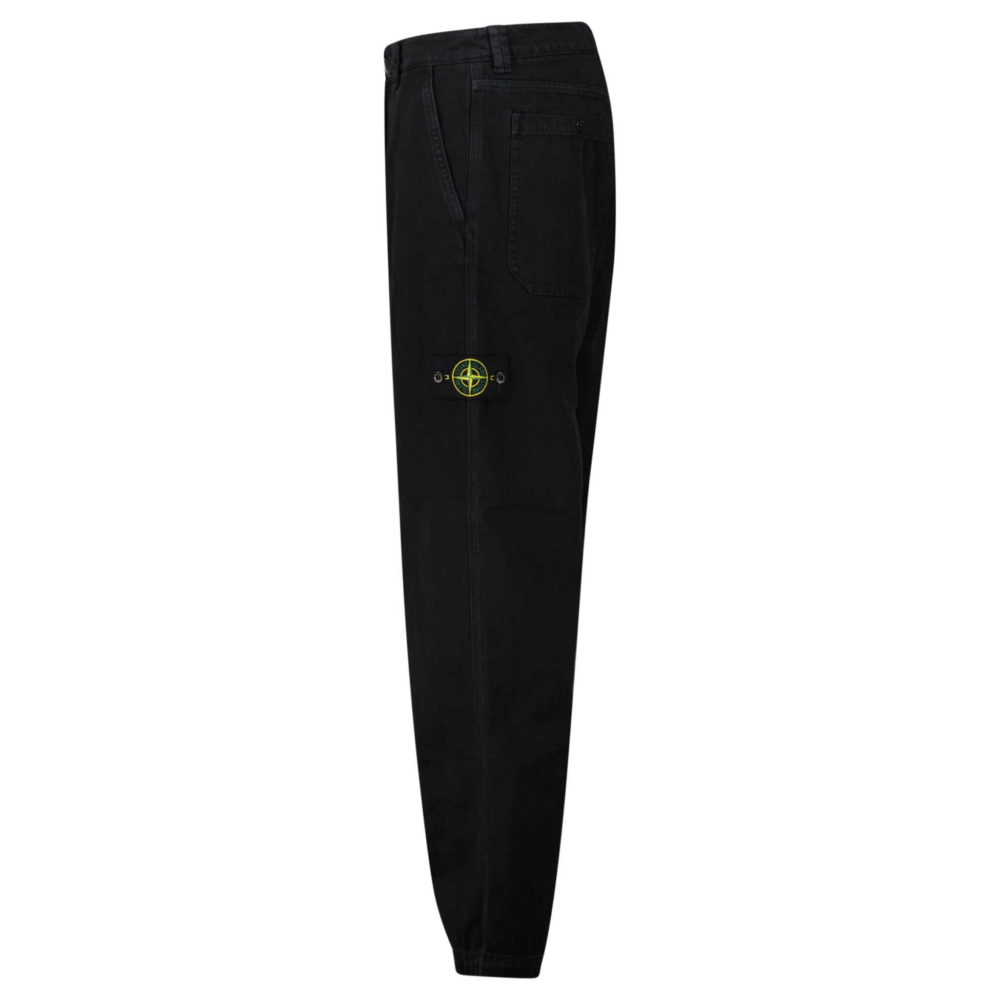 Stone Island’s Broken Twill ‘Old’ Effect Cargo Pants in Black