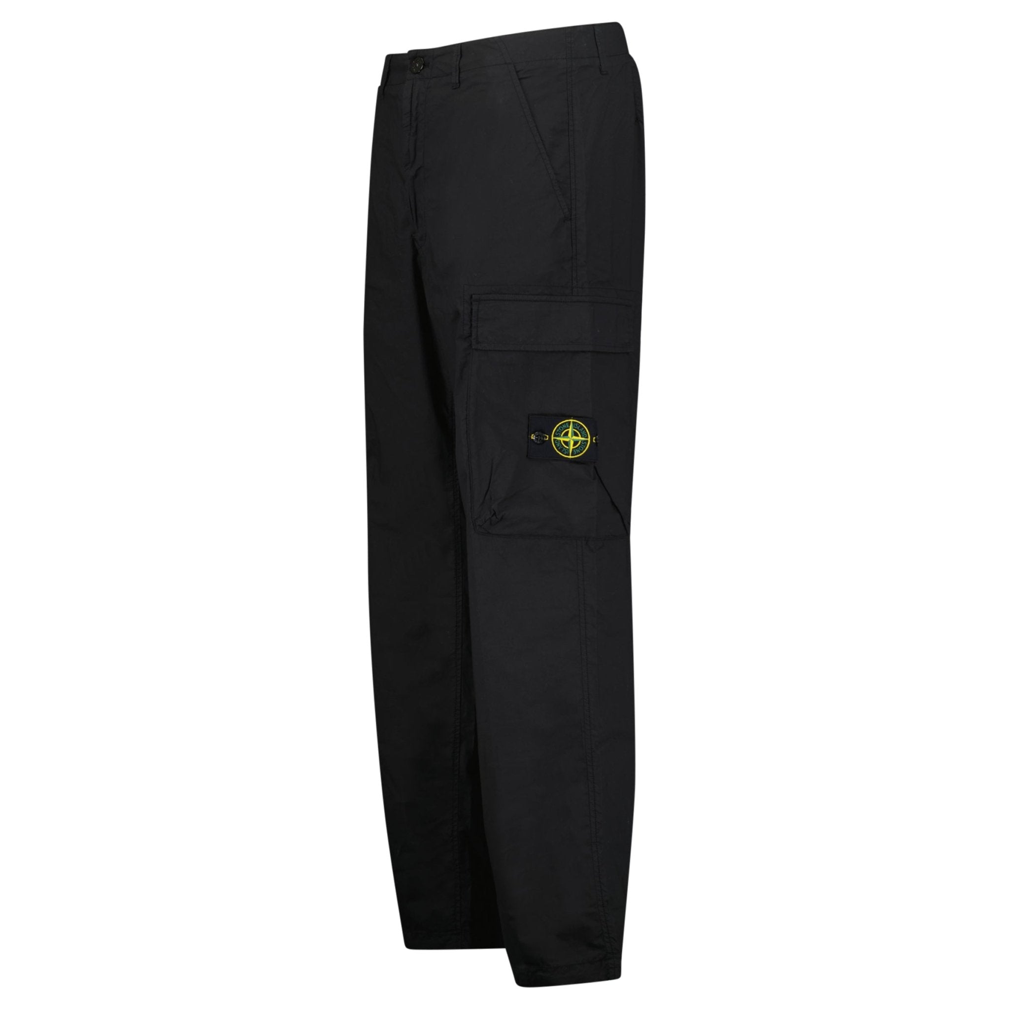 Stone Island Stretch Cotton Tela 'Paracadute' Loose Fit Cargo Trousers in Black