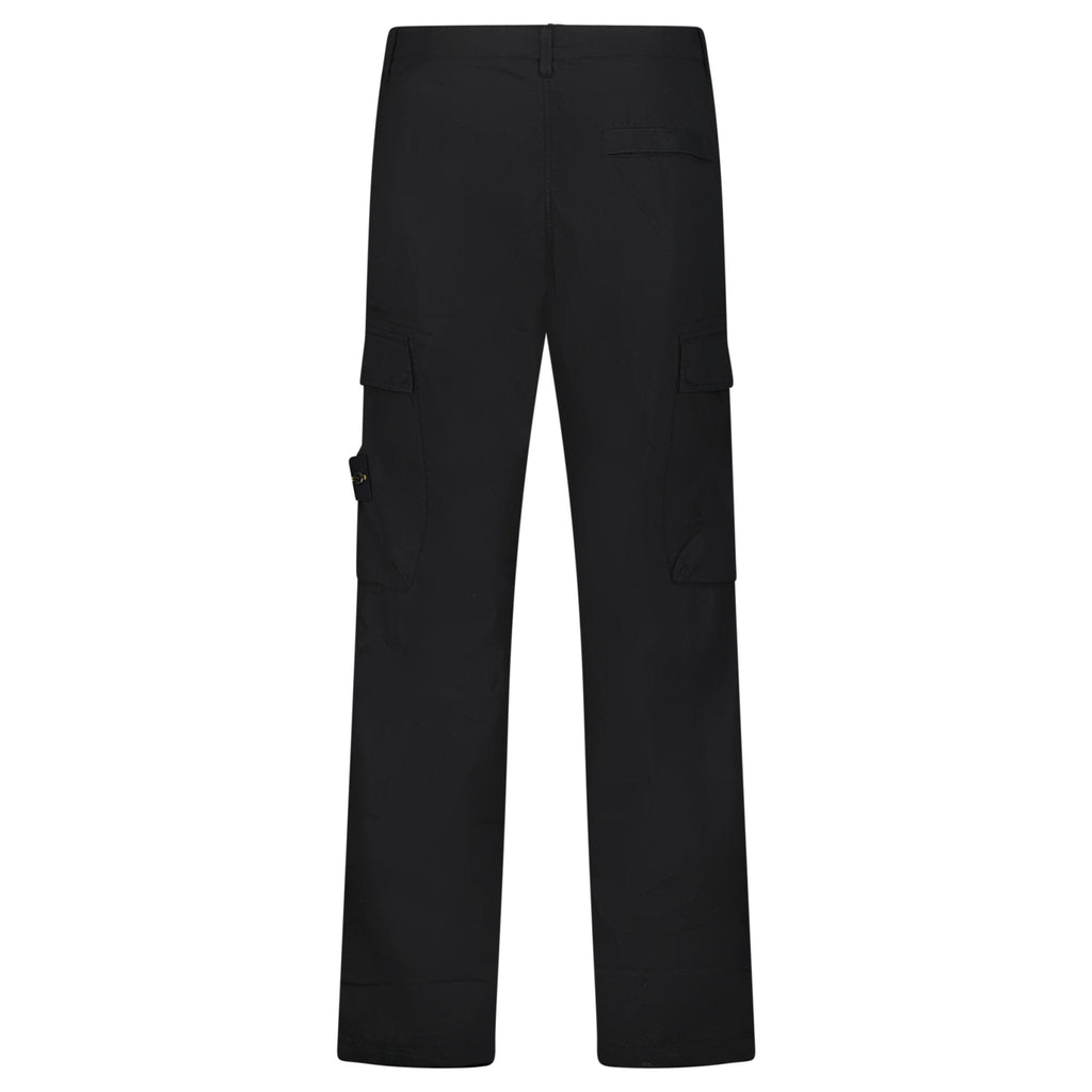 Stone Island Stretch Cotton Tela 'Paracadute' Loose Fit Cargo Trousers in Black