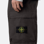 Stone Island Stretch Cotton Tela 'Paracadute' Loose Fit Cargo Trousers in Black