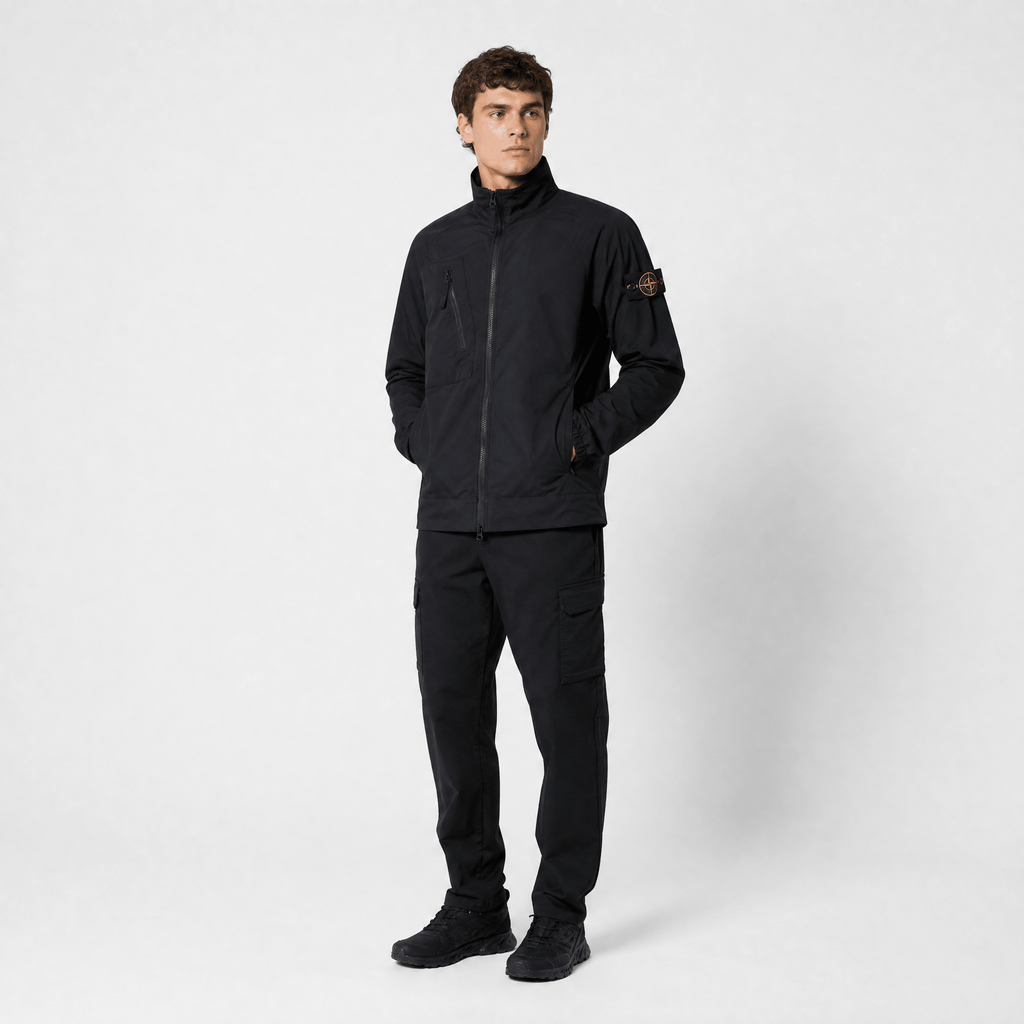 Stone Island Stretch Nylon Tech Fleece Jacket in Black