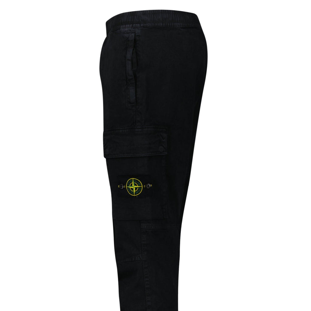 Stone Island Stretch 'Old' Effect Cargo Trousers Black
