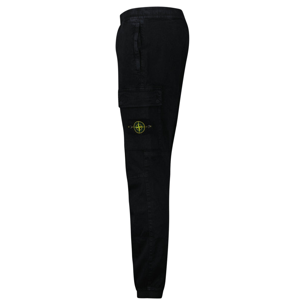 Stone Island Stretch 'Old' Effect Cargo Trousers Black