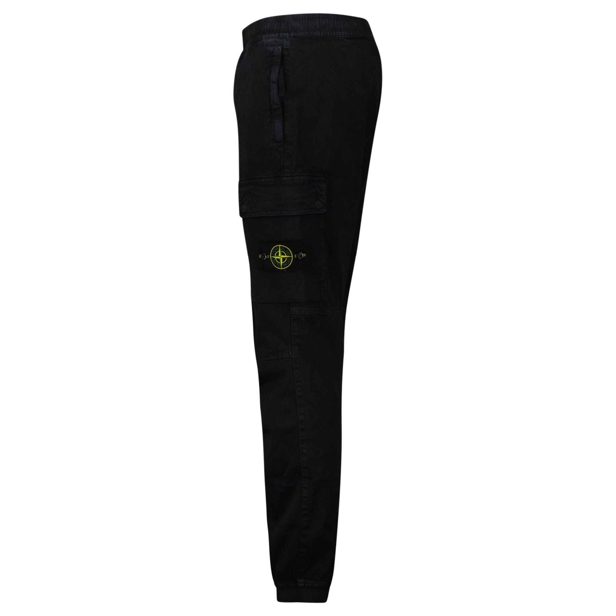 Stone Island Stretch 'Old' Effect Cargo Trousers Black