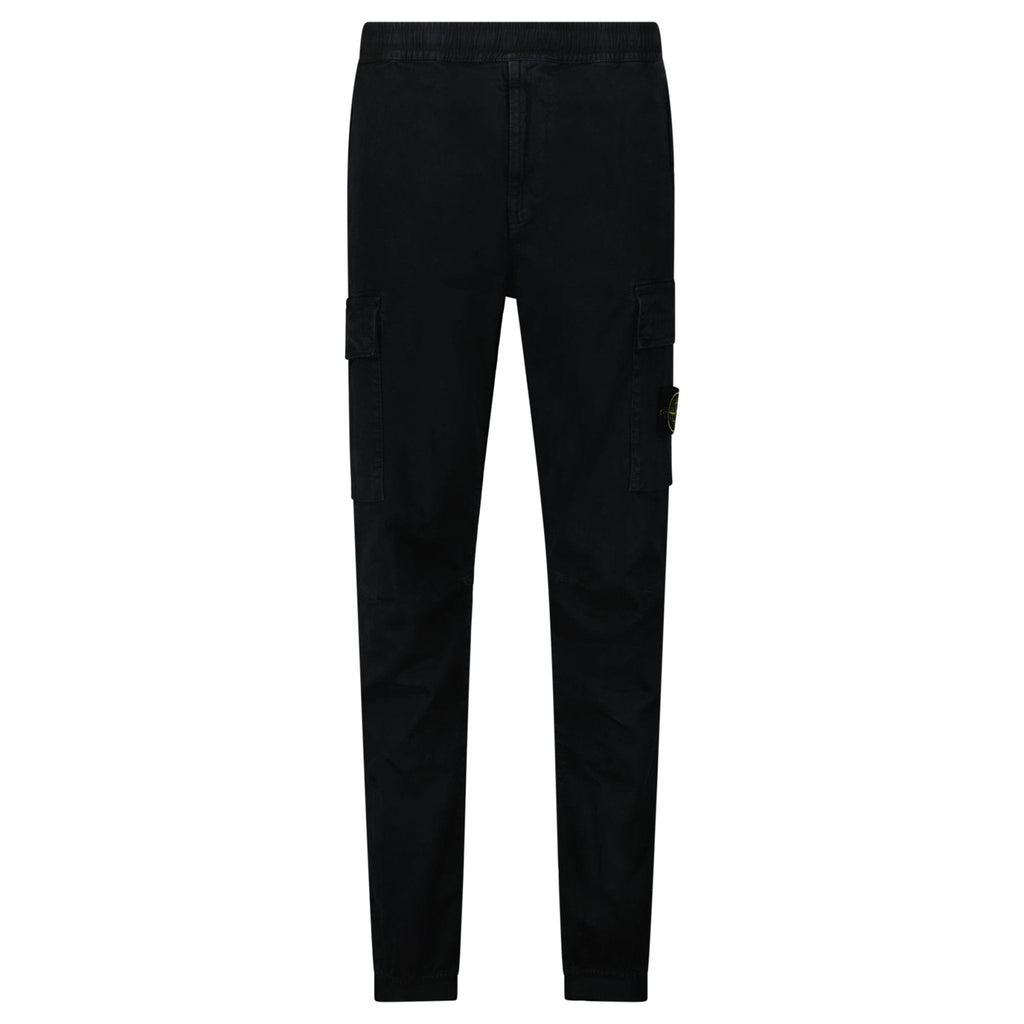 Stone Island Stretch 'Old' Effect Cargo Trousers Black