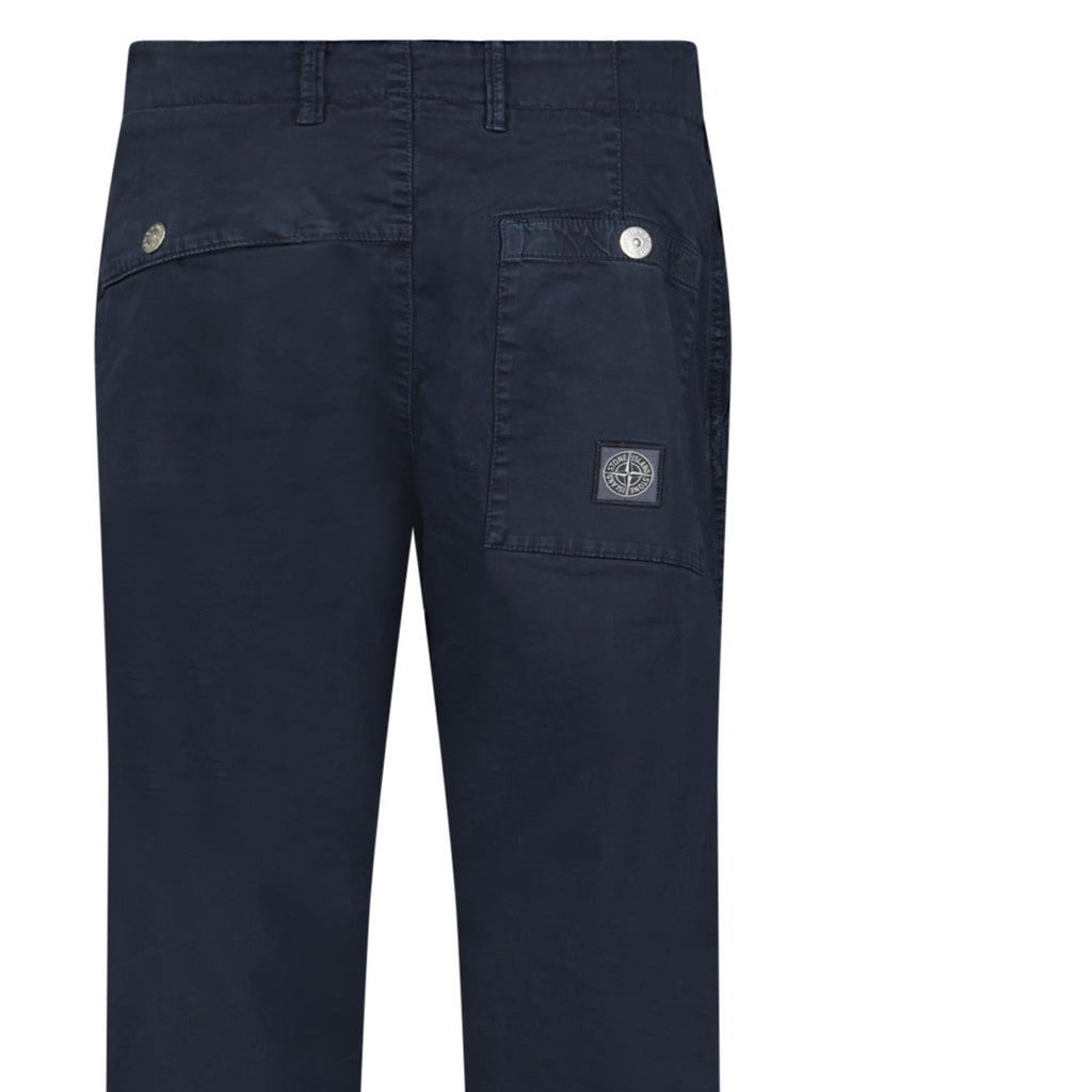 Stone Island Stretch Organic Broken Twill ‘OLD’ Effect Chino Trousers in Navy