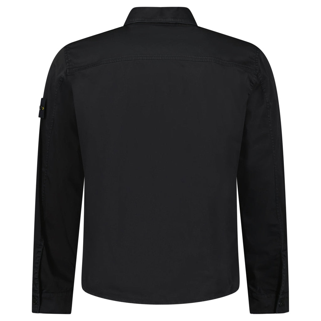 Stone Island Stretch Organic Cotton Satin Overshirt in Black
