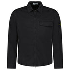 Stone Island Stretch Organic Cotton Satin Overshirt in Black