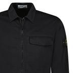 Stone Island Stretch Organic Cotton Satin Overshirt in Black