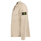 Stone Island Stretch Organic Cotton Satin Overshirt in Desert Beige