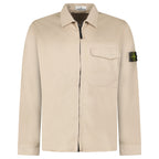 Stone Island Stretch Organic Cotton Satin Overshirt in Desert Beige