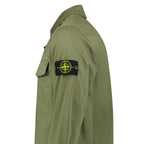 Stone Island Stretch Organic Cotton Satin Overshirt in Military Green