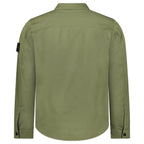 Stone Island Stretch Organic Cotton Satin Overshirt in Military Green