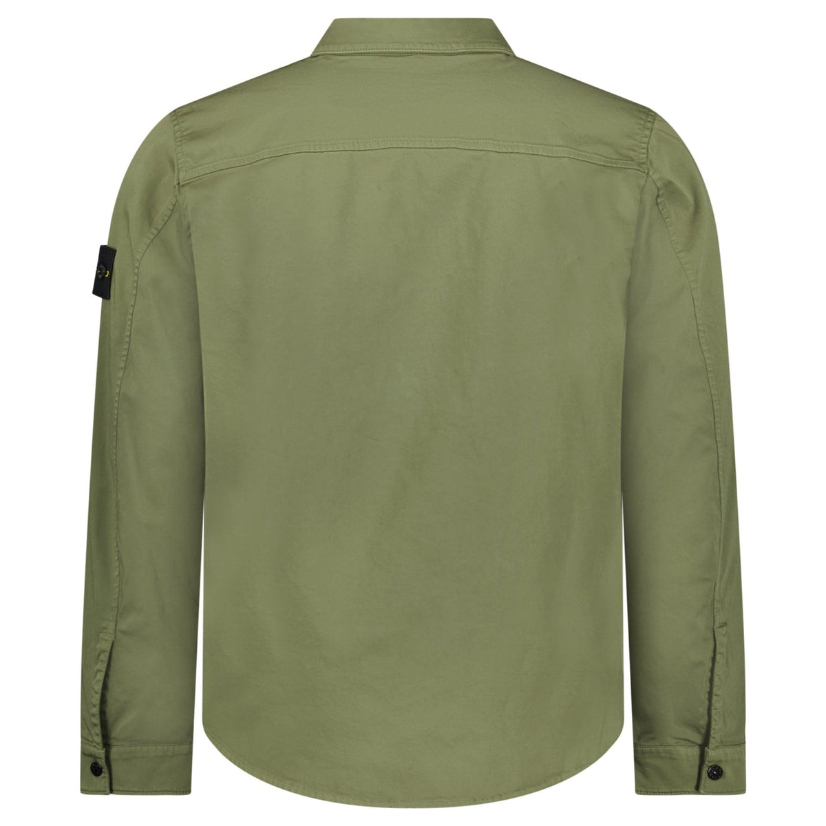 Stone Island Stretch Organic Cotton Satin Overshirt in Military Green