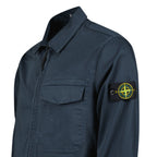 Stone Island Stretch Organic Cotton Satin Overshirt in Navy