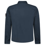 Stone Island Stretch Organic Cotton Satin Overshirt in Navy