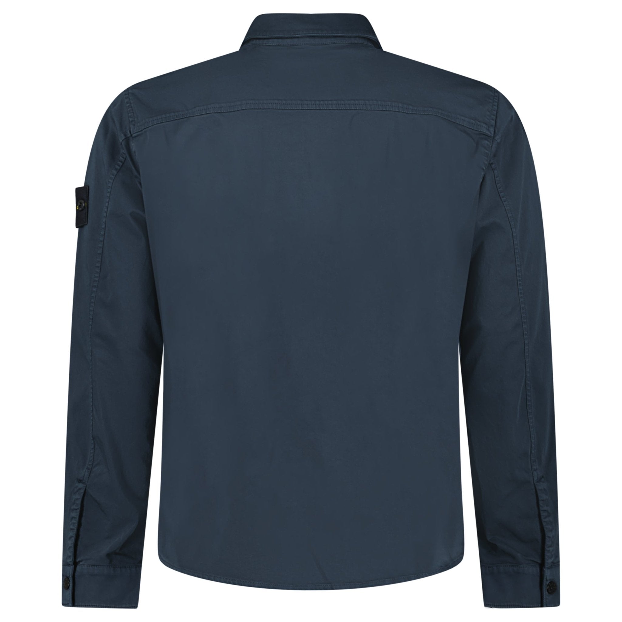 Stone Island Stretch Organic Cotton Satin Overshirt in Navy