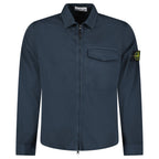 Stone Island Stretch Organic Cotton Satin Overshirt in Navy