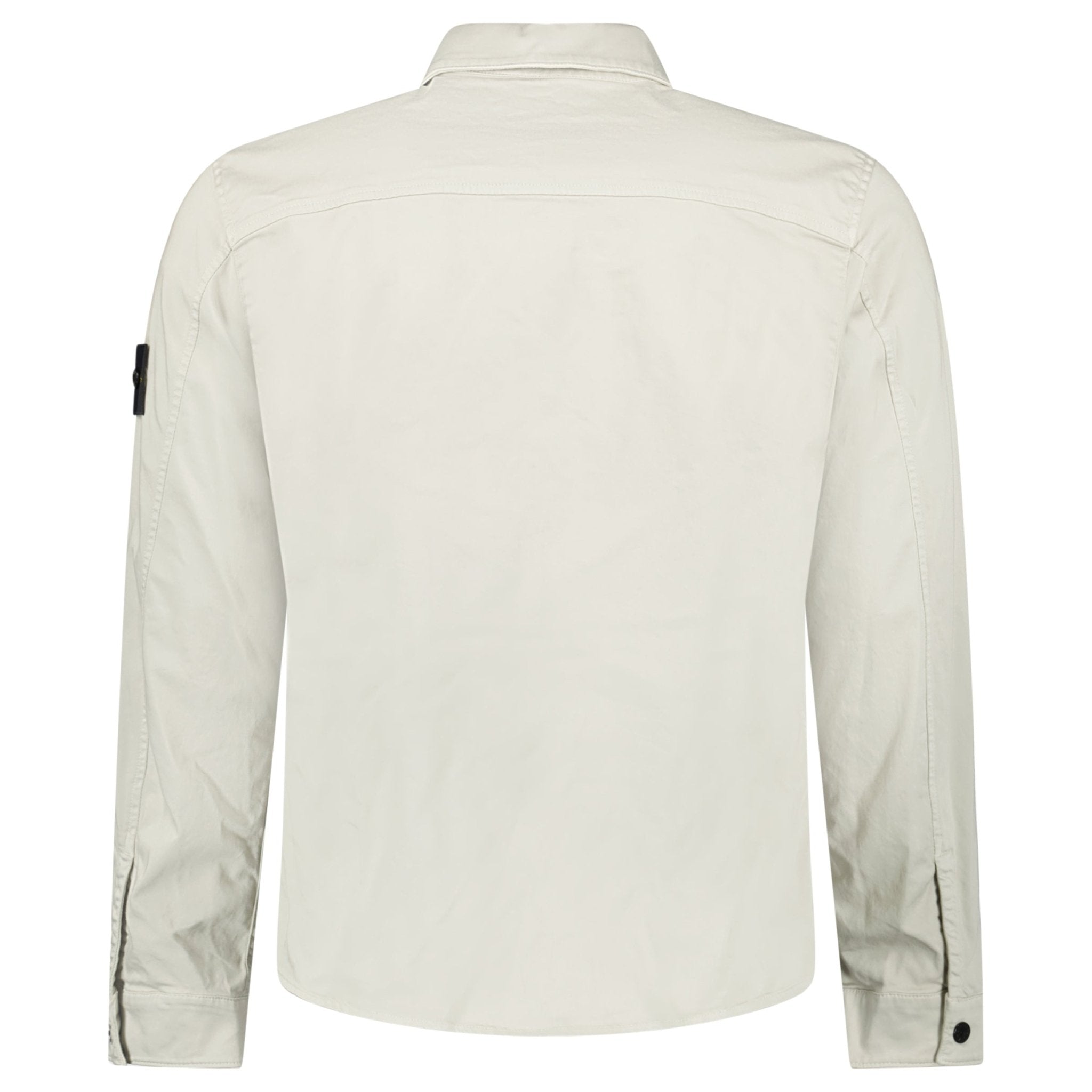 Stone Island Stretch Organic Cotton Satin Overshirt in Pearl Grey