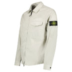 Stone Island Stretch Organic Cotton Satin Overshirt in Pearl Grey