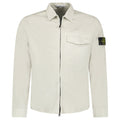 Stone Island Stretch Organic Cotton Satin Overshirt in Pearl Grey