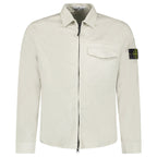 Stone Island Stretch Organic Cotton Satin Overshirt in Pearl Grey