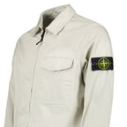 Stone Island Stretch Organic Cotton Satin Overshirt in Pearl Grey