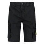Stone Island Stretch Organic Cotton Twill Cargo Bermuda Shorts in Black